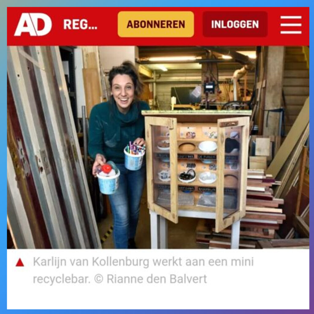 Karlijn van Kollenburg in AD Groene Hart met de mini recyclebar