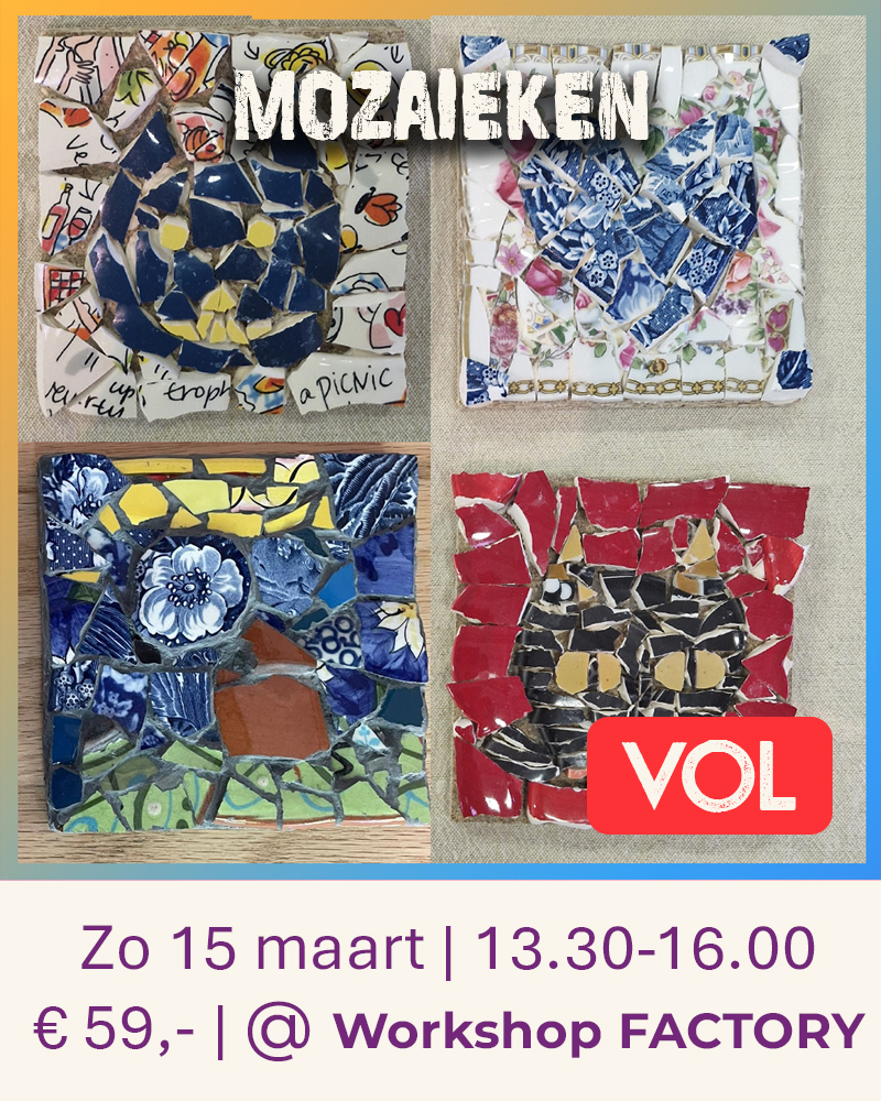 ier mozaïekwerken, met katten en voegen in antraciet.