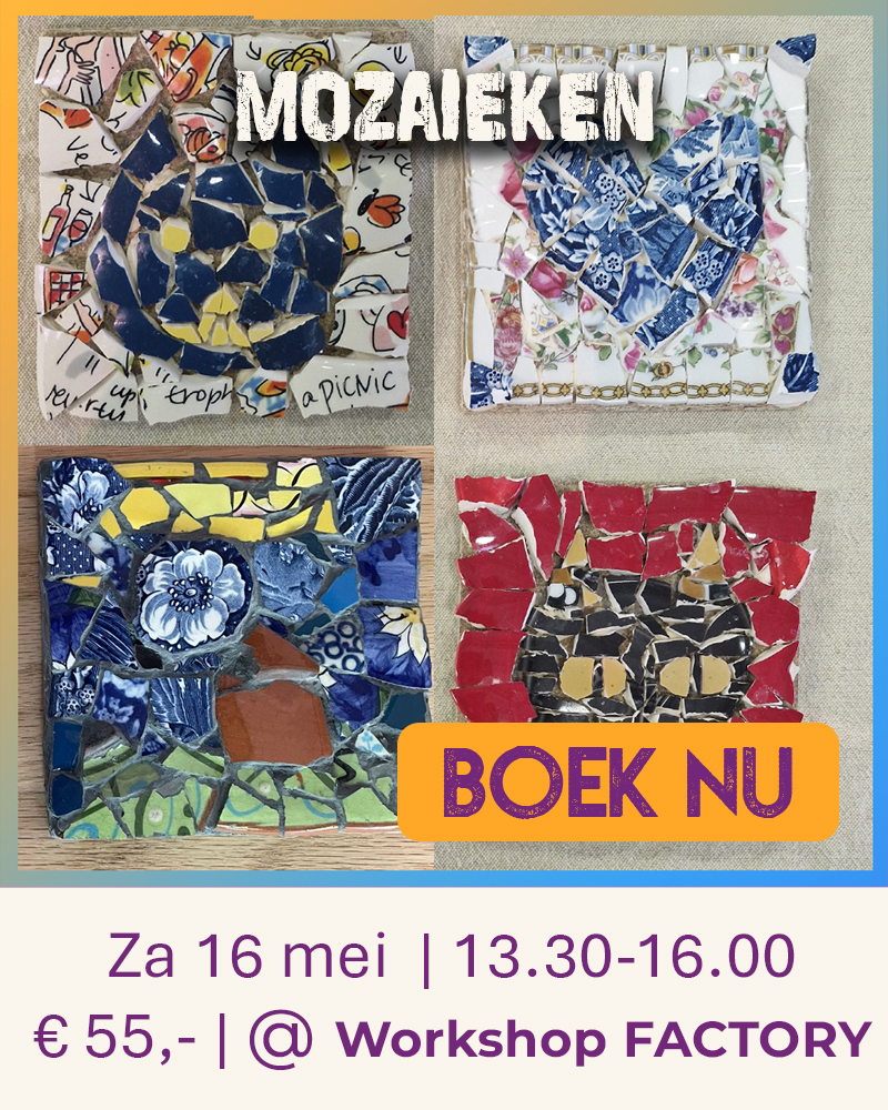 ier mozaïekwerken, met katten en voegen in antraciet.