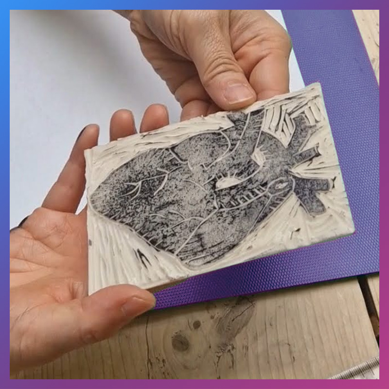 Hart gegutst bij linoworkshop van Wauw Workshops in Woerden