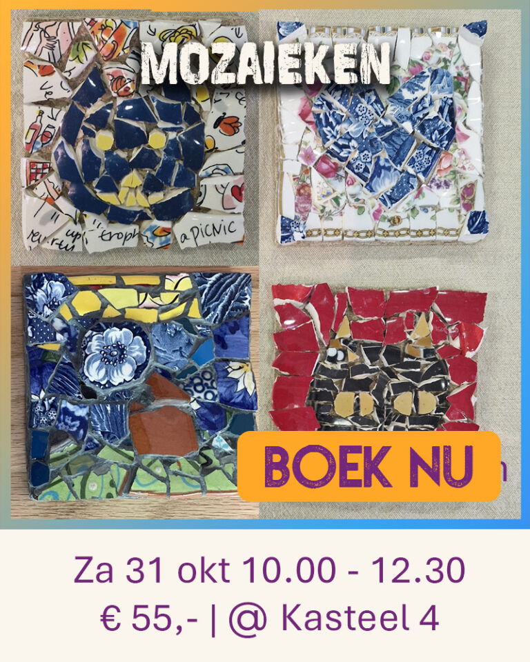 ier mozaïekwerken, met katten en voegen in antraciet.