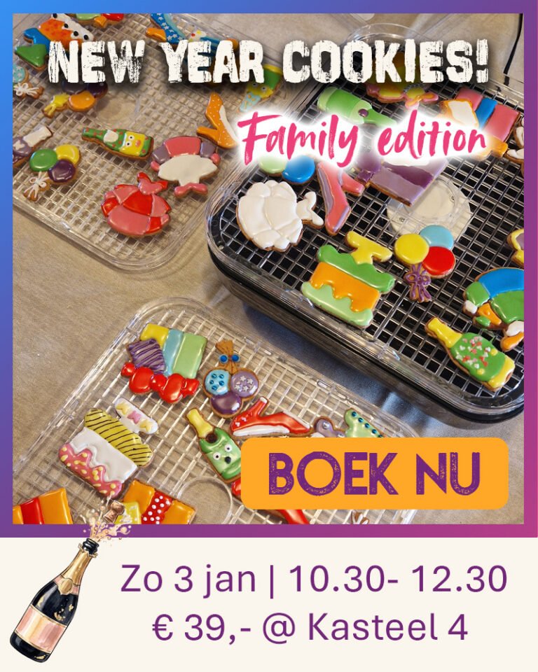Koekjes gedocreerd met royal icing a la jillbeesz en rosan bakt voor een nieuwjaarsborrel