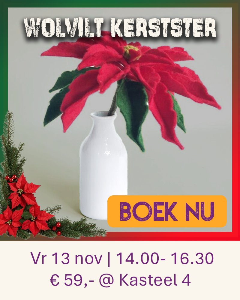 Kerstster gemaakt van vil rood met groen